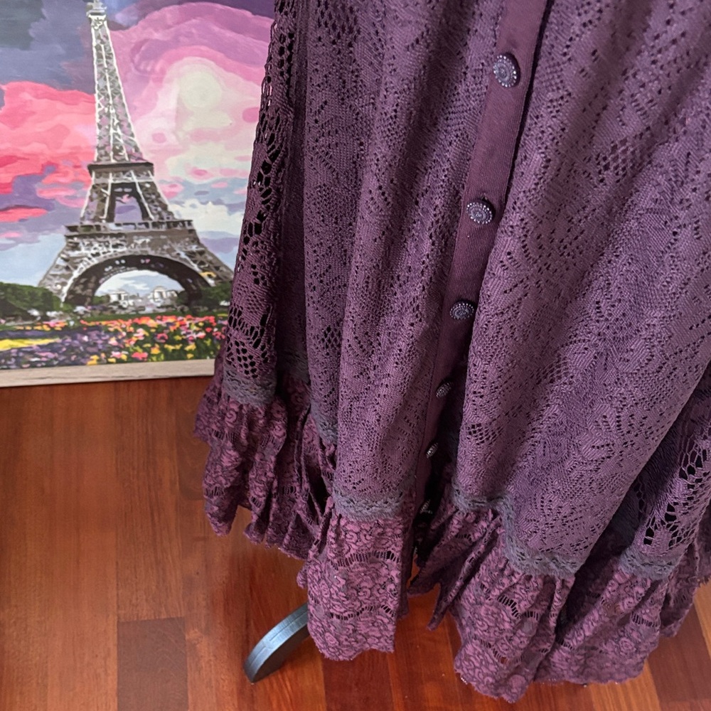 Byron Lars Deep Burgundy Midi Dress Size 4 - Picture 11 of 12